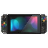 eXtremeRate Crystal Clear Black Back Plate for NS Switch Console, NS Joycon Handheld Controller Housing with Full Set Buttons, DIY Replacement Shell for Nintendo Switch - QP357