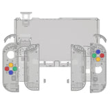 eXtremeRate Crystal Clear Black Back Plate for NS Switch Console, NS Joycon Handheld Controller Housing with Full Set Buttons, DIY Replacement Shell for Nintendo Switch - QP357