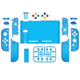 eXtremeRate Crystal Clear Blue Back Plate for NS Switch Console, NS Joycon Handheld Controller Housing with Full Set Buttons, DIY Replacement Shell for Nintendo Switch - QP352