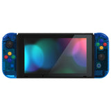 eXtremeRate Crystal Clear Blue Back Plate for NS Switch Console, NS Joycon Handheld Controller Housing with Full Set Buttons, DIY Replacement Shell for Nintendo Switch - QP352