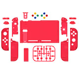 eXtremeRate Crystal Clear Red Back Plate for NS Switch Console, NS Joycon Handheld Controller Housing with Full Set Buttons, DIY Replacement Shell for Nintendo Switch - QP350