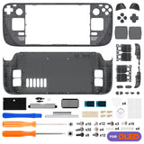 eXtremeRate Replacement Full Set Housing Shell with Buttons for Steam Deck OLED Handheld Console - Clear Slate Black - LQXSLM002