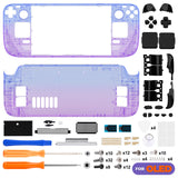 eXtremeRate Replacement Full Set Housing Shell with Buttons for Steam Deck OLED Handheld Console - Gradient Translucent Bluebell - LQXSLP001