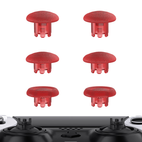 eXtremeRate Clear Red Replacement Swappable Thumbsticks for PS5 Edge Controller, Custom Interchangeable Analog Stick Joystick Caps for PS5 Edge Controller - Controller & Thumbsticks Base NOT Included - P5J112