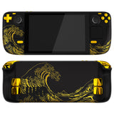 eXtremeRate Replacement The Great GOLDEN Wave Off Kanagawa - Black Full Set Shell with Buttons for Steam Deck LCD - QESDT001