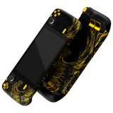 eXtremeRate Replacement The Great GOLDEN Wave Off Kanagawa - Black Full Set Shell with Buttons for Steam Deck LCD - QESDT001