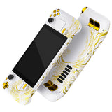 eXtremeRate Replacement The Great GOLDEN Wave Off Kanagawa - White Full Set Shell with Buttons for Steam Deck LCD - QESDT002