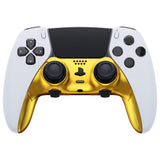 eXtremeRate Chrome Gold Top Bottom Decorative Trim Shell Compatible with ps5 Edge Controller DIY Replacement Front Back Clip Shell, Custom Plates Cover Compatible with ps5 Edge Controller - CXQEGD001