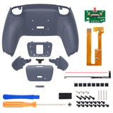 eXtremeRate Remappable RISE Remap Kit for PS5 Controller BDM-030/040/050 - Rubberized Sterling Silver - XPFU6016G3