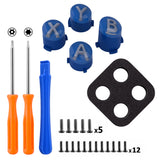 eXtremeRate Three-Thone ABXY Action Buttons with Classic Symbols for Xbox Series X & S Controller & Xbox One S/X & Xbox One Elite V1/V2 Controller - Yale Blue & Clear & New Hope Gray - JDX3M021