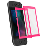 eXtremeRate 2 Pack Bright Pink Transparent HD Clear Saver Protector Film, Tempered Glass Screen Protector for Nintendo Switch [Anti-Scratch, Anti-Fingerprint, Shatterproof, Bubble-Free] - NSPJ0715