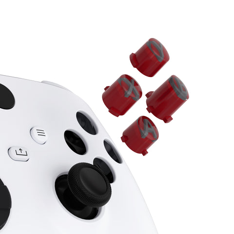 eXtremeRate Three-Thone Carmine Red & Clear & Classic Gray ABXY Action Buttons with Classic Symbols for Xbox Series X & S Controller & Xbox One S/X & Xbox One Elite V1/V2 Controller - JDX3M020