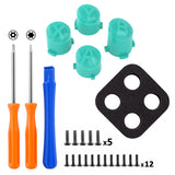 eXtremeRate Two-Tone ABXY Action Buttons with Classic Symbols for Xbox Series X & S Controller & Xbox One S/X & Xbox One Elite V1/V2 Controller - Teal Green & Clear - JDX3M024