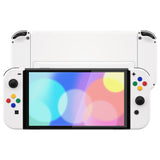 eXtremeRate White Full Set Shell for Nintendo Switch OLED, Replacement Console Back Plate & Kickstand, NS Joycon Handheld Controller Housing & Buttons for Nintendo Switch OLED - AQUSOP002