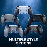 eXtremeRate Beyond-ARC Bottom Shell Kit with Rubberised Grip for PS5 Edge Controller - White Black - CKREGU002