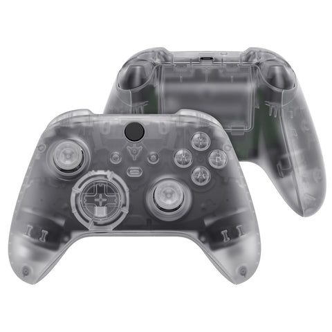 eXtremeRate Transparent Clear Controller Full Set Housing Shell Case w/ Buttons for Xbox Series X/S, Custom Replacement Side Rails Front Back Plate Cover for Xbox Series S & Xbox Series X Controller - QX3M501
