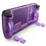 eXtremeRate Interchangeable Back Buttons Bottom Shell for Steam Deck LCD & OLED - with 2 Height Adjustable Buttons - Clear Atomic Purple - GVSSDM005
