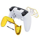eXtremeRate Chrome Gold Top Bottom Decorative Trim Shell Compatible with ps5 Edge Controller DIY Replacement Front Back Clip Shell, Custom Plates Cover Compatible with ps5 Edge Controller - CXQEGD001