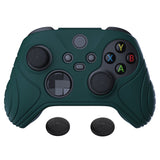 PlayVital Samurai Edition Racing Green Anti-slip Controller Grip Silicone Skin, Ergonomic Soft Rubber Protective Case Cover for Xbox Series S/X Controller with Black Thumb Stick Caps - WAX3004