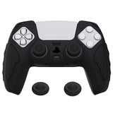 PlayVital Black Knight Edition Anti-Slip Silicone Cover Skin for Playstation 5 Controller, Soft Rubber Case for PS5 Controller with Black Thumb Grip Caps - QSPF001