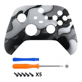 eXtremeRate Black White Camouflage Replacement Part Faceplate, Soft Touch Grip Housing Shell Case for Xbox Series S & Xbox Series X Controller Accessories - Controller NOT Included - FX3T136