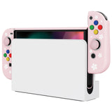 PlayVital AlterGrips Protective Slim Case for Nintendo Switch OLED, Ergonomic Grip Cover for Joycon, Dockable Hard Shell for Switch OLED with Thumb Grip Caps & Button Caps - Cherry Blossoms Petals - JSOYY7004