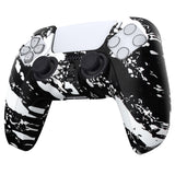 PlayVital Water Transfer Printing White Splash Patterned Anti-Slip Silicone Cover Skin Soft Rubber Case Protector for PS5 Controller with 6 Thumb Grip Caps - KOPF023