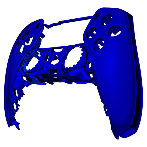 eXtremeRate Replacement Decorative Trim Shell with Accent Rings Compatible  with PS5 Controller - Chrome Blue Glossy