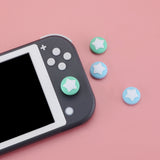 Star Design Cute Switch Thumb Grip Caps, Heaven Blue & Mint Green Joystick Caps for Nintendo Switch Lite, Silicone Analog Cover Thumb Stick Grips for Joycon - NJM1002