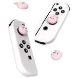 PlayVital Switch Joystick Caps, Switch Lite Thumbstick Caps, Silicone Analog Cover for Joycon of Switch OLED, Thumb Grip Rocker Caps for Nintendo Switch & Switch Lite - Chubby Bear & Smiley Bunny With Pink - NJM1176