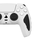 PlayVital Knight Edition White & Black Two Tone Anti-Slip Silicone Cover Skin for Playstation 5 Controller, Soft Rubber Case for PS5 Controller with Thumb Grip Caps - QSPF004