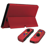 eXtremeRate Vampire Red Soft Touch Full Set Shell for Nintendo Switch OLED, Replacement Console Back Plate & Metal Kickstand, NS Joycon Handheld Controller Housing & Buttons for Nintendo Switch OLED - QNSOP3004