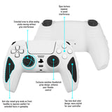 PlayVital Knight Edition White & Black Two Tone Anti-Slip Silicone Cover Skin for Playstation 5 Controller, Soft Rubber Case for PS5 Controller with Thumb Grip Caps - QSPF004