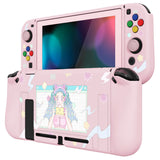 PlayVital ZealProtect Soft Protective Case for Nintendo Switch, Flexible Cover Protector for Nintendo Switch with Tempered Glass Screen Protector & Thumb Grip Caps & ABXY Direction Button Caps - Gaming Girl - RNSYV6021