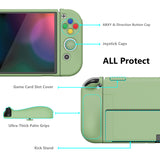 PlayVital ZealProtect Soft Protective Case for Nintendo Switch OLED, Flexible Protector Joycon Grip Cover for Nintendo Switch OLED with Thumb Grip Caps & ABXY Direction Button Caps - Matcha Green - XSOYM5006