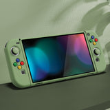 PlayVital ZealProtect Soft Protective Case for Nintendo Switch OLED, Flexible Protector Joycon Grip Cover for Nintendo Switch OLED with Thumb Grip Caps & ABXY Direction Button Caps - Matcha Green - XSOYM5006