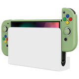 PlayVital ZealProtect Soft Protective Case for Nintendo Switch OLED, Flexible Protector Joycon Grip Cover for Nintendo Switch OLED with Thumb Grip Caps & ABXY Direction Button Caps - Matcha Green - XSOYM5006