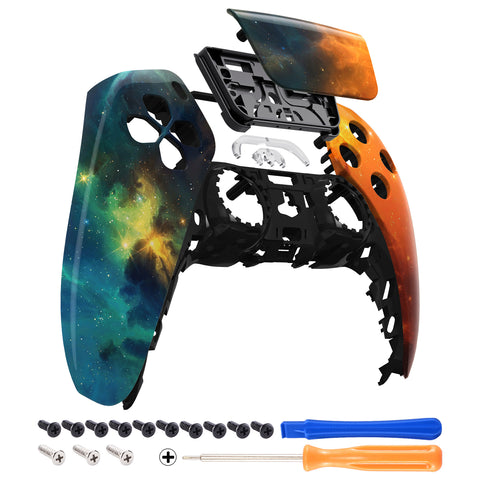 eXtremeRate Orange Star Universe Touchpad Front Housing Shell Compatible with ps5 Controller BDM-010/020/030/040/050, DIY Replacement Shell Custom Touch Pad Cover Compatible with ps5 Controller - ZPFT1002G3