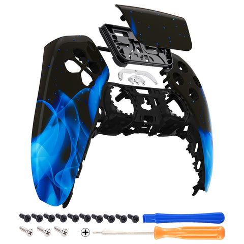 eXtremeRate Blue Flame Touchpad Front Housing Shell Compatible with ps5 Controller BDM-010/020/030/040/050, DIY Replacement Shell Custom Touch Pad Cover Compatible with ps5 Controller - ZPFT1005G3